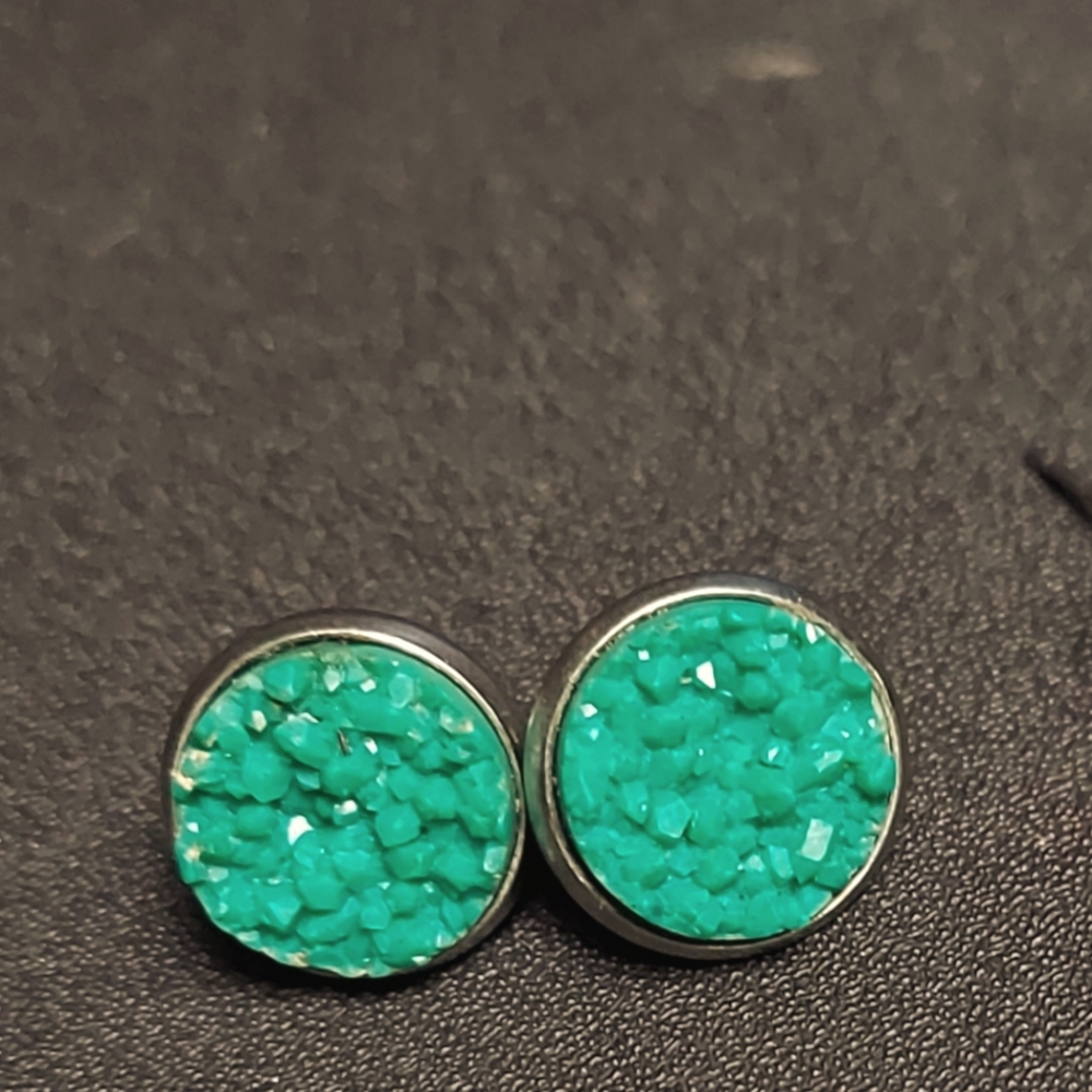 Handmade Teal Studded earrings